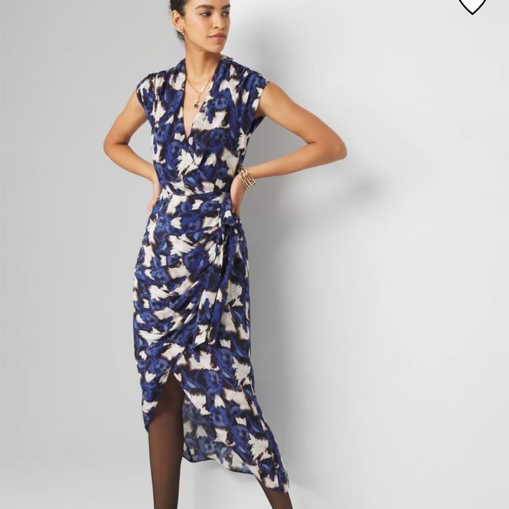 White House Black Market Blue and White Floral Midi Dress